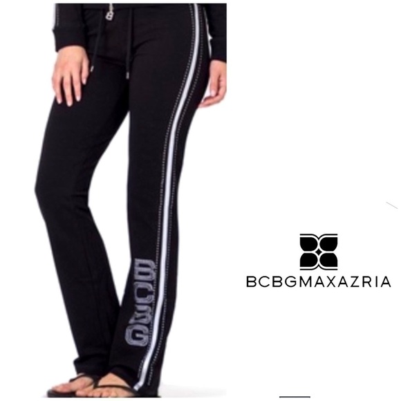 Vintage 90’s BCBG Maxazria VELVET Black Rhinestone Straight Leg Pants XL… - Picture 1 of 11